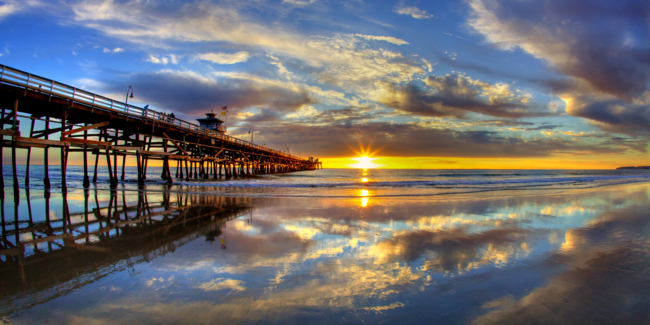 The San Clemente Pier at Sunset during Summer.